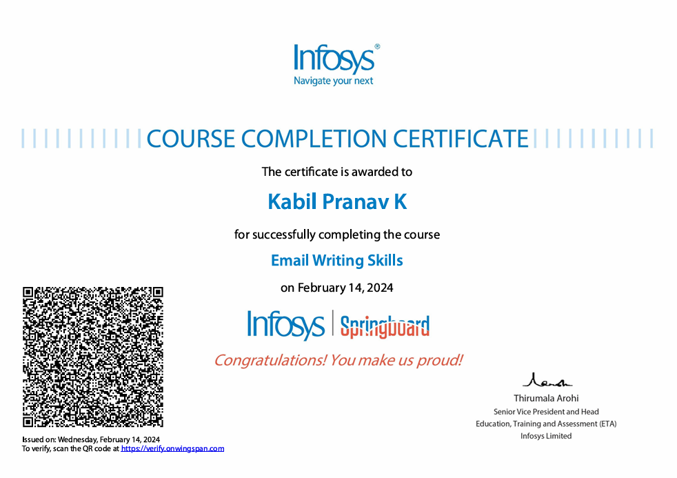 Email Writing Certificate