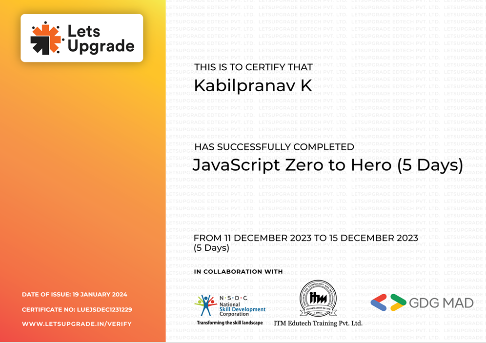JavaScript Certificate